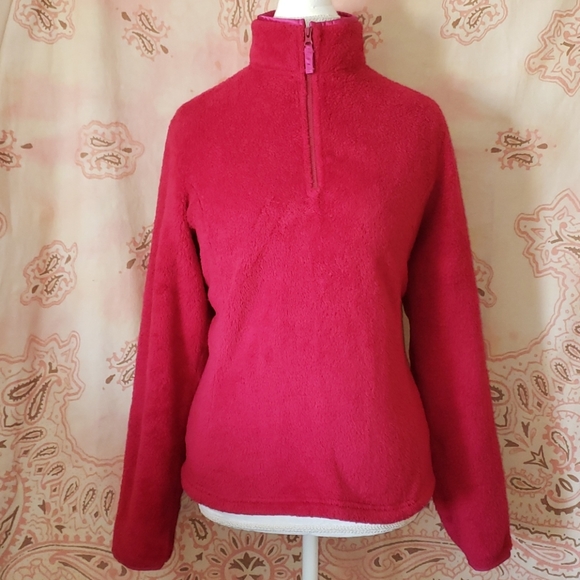 Lands End Dark Pink Fuzzy Warm Soft Cozy Pullover - Picture 2 of 10